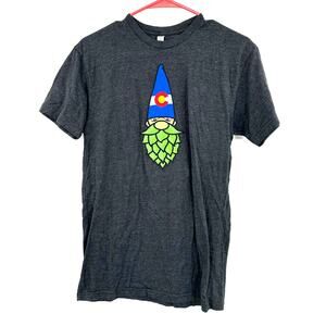 Colorado Hops Gnome Size Small Short Sleeve T-Shirt Tee‎ Top Shirt Charcoal Gray